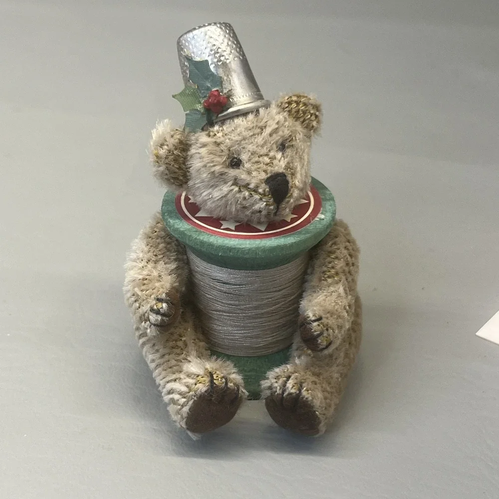 Hallmark Threadbear Keepsake Ornament Christmas 2002 Fabric Wood Metal Vintage